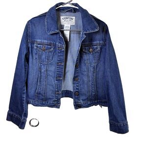 Levi's Signature Youth Girls Size Large Jean Jacket Medium/ Dark Y2K, 90's
